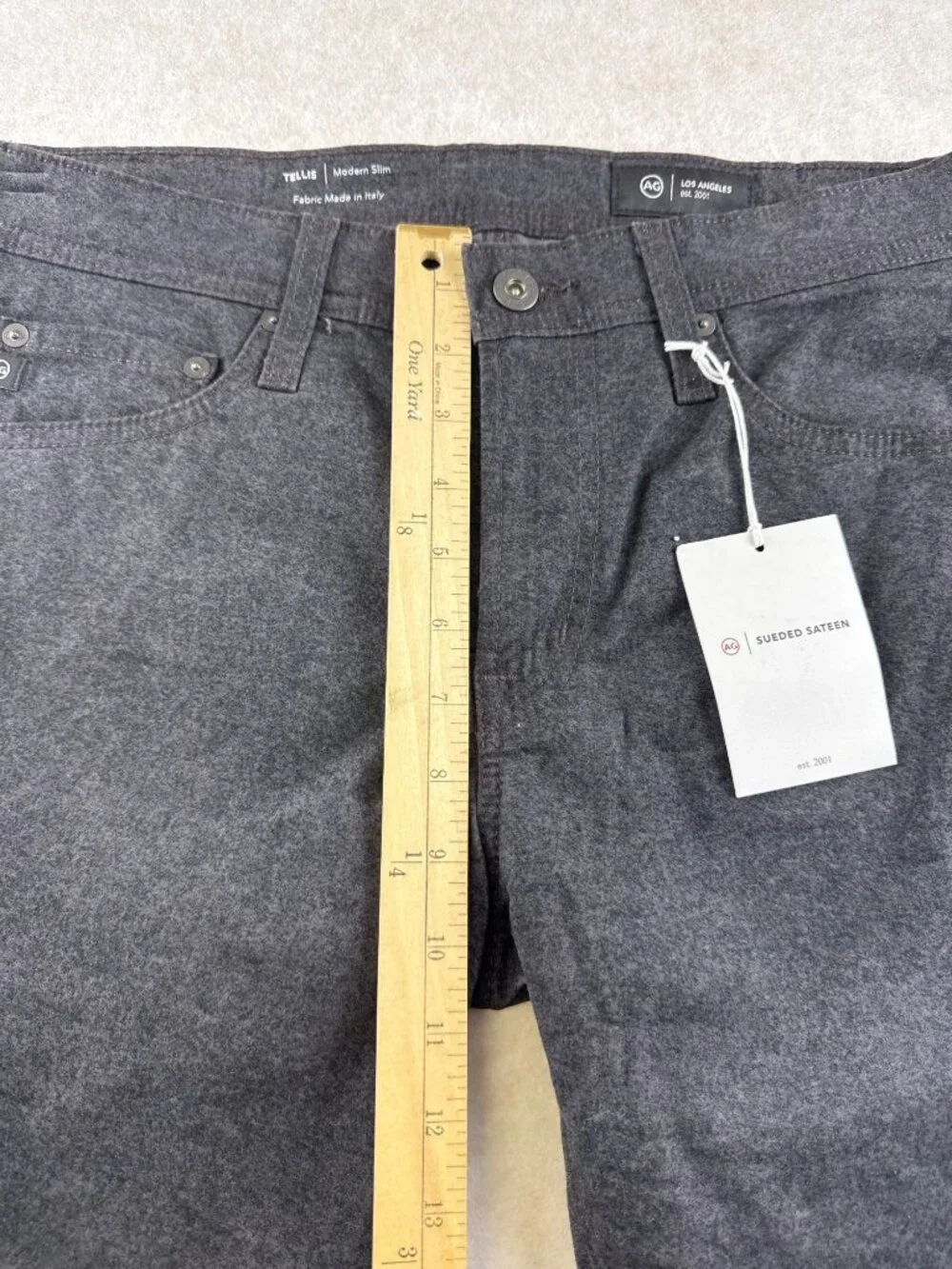 AG Adriano Goldschmied Tellis Modern Slim Sueded Sateen Pants Men's 29x34 NWT